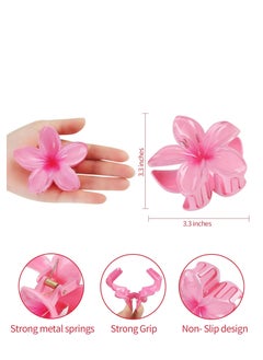 Sisiaipu Sisiaipu Hawaiian Plumeria Hair Accessories - 6 Pack Large Claw Clips for Thick and Thin Hair, Beach Tropical Hair Clips for Women and Girls  - Image 3