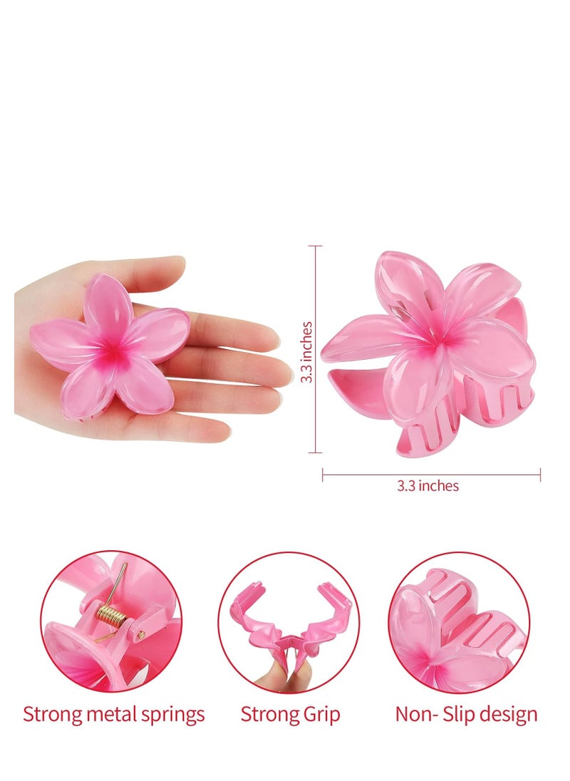 Sisiaipu Sisiaipu Hawaiian Plumeria Hair Accessories - 6 Pack Large Claw Clips for Thick and Thin Hair, Beach Tropical Hair Clips for Women and Girls  - Image 3