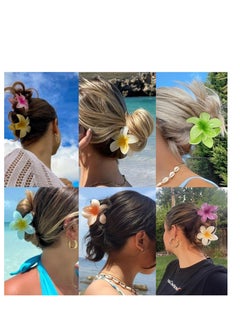 Sisiaipu Sisiaipu Hawaiian Plumeria Hair Accessories - 6 Pack Large Claw Clips for Thick and Thin Hair, Beach Tropical Hair Clips for Women and Girls  - Image 4