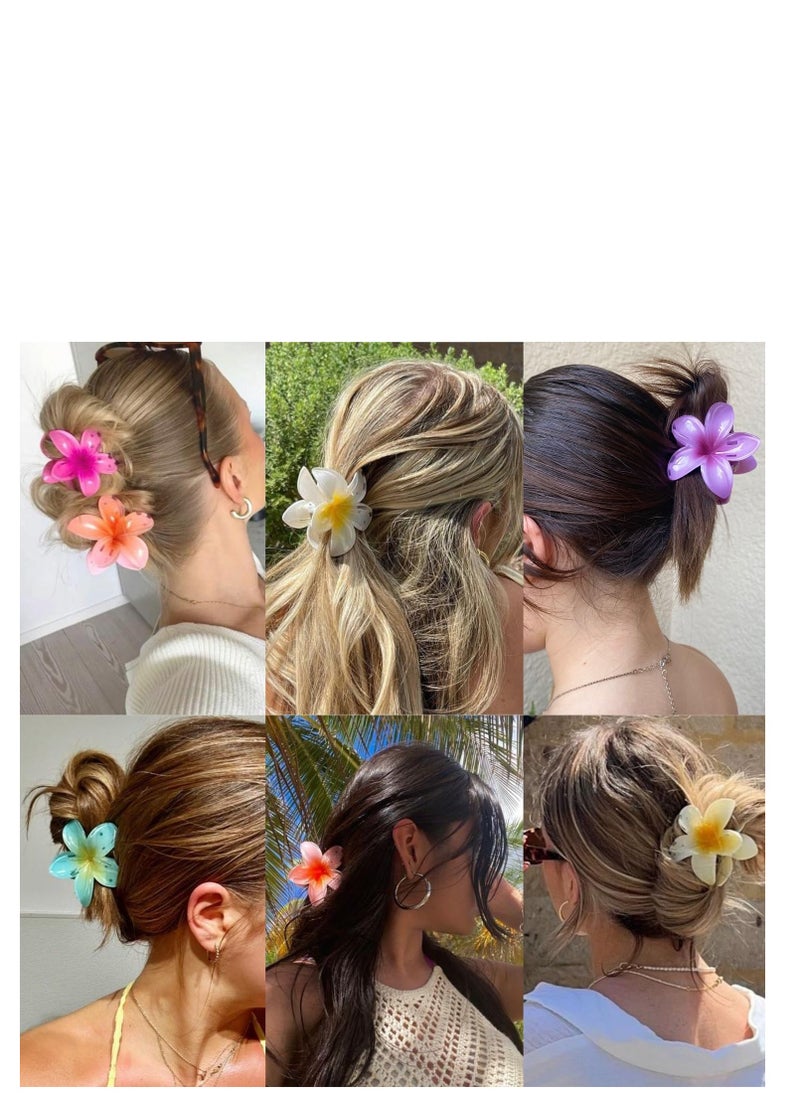 Sisiaipu Sisiaipu Hawaiian Plumeria Hair Accessories - 6 Pack Large Claw Clips for Thick and Thin Hair, Beach Tropical Hair Clips for Women and Girls  - Image 5