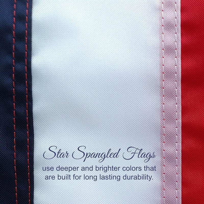 Star Spangled Flags American Flag 5x8-100% Made In USA using Tough, Long Lasting Nylon Built for Outdoor Use, Featuring Embroidered Stars and Sewn Stripes plus Superior Quadruple Stitching on Fly End - Image 2