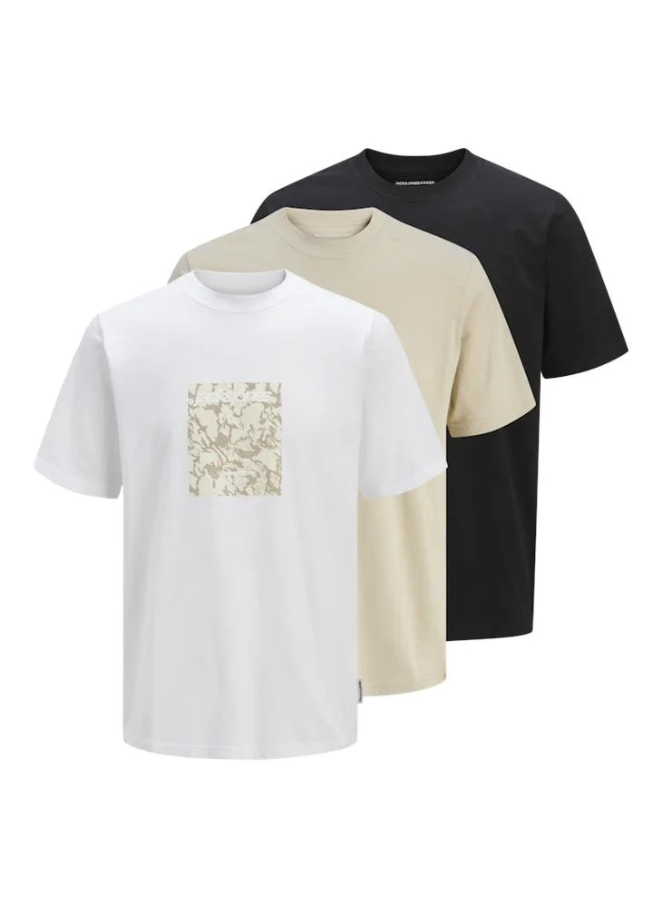 جاك اند جونز 3 Pack Jcotarmac Camo Front Tee Ss Crew T-Shirt