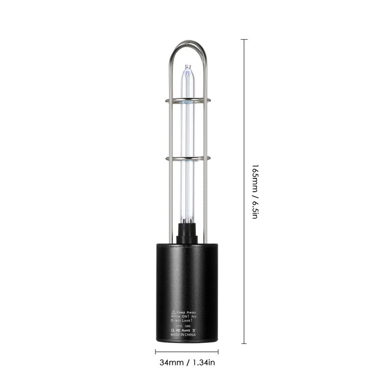 Rechargeable UV Sterilizer Light Air Purifier DC5V + UV Germicidal Lamp Portable Light for Car Kitchen Toilet Cabinet Black - Image 3