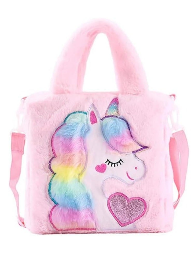 Kids Unicorn Plush Backpack,Toddler Crossbody Shoulder Bag, Princess Handbag for Girls  - Image 1