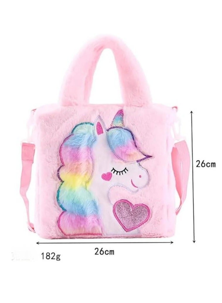 Kids Unicorn Plush Backpack,Toddler Crossbody Shoulder Bag, Princess Handbag for Girls  - Image 2