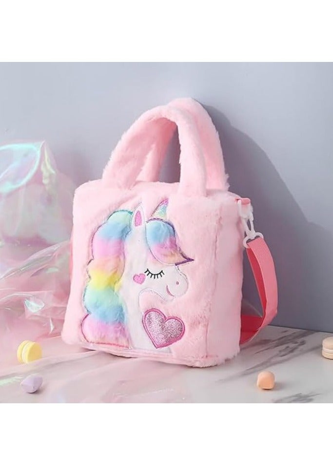 Kids Unicorn Plush Backpack,Toddler Crossbody Shoulder Bag, Princess Handbag for Girls  - Image 3