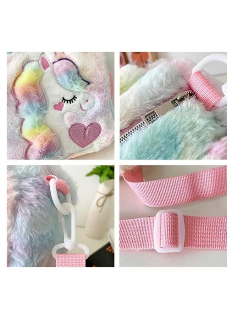 Kids Unicorn Plush Backpack,Toddler Crossbody Shoulder Bag, Princess Handbag for Girls  - Image 5