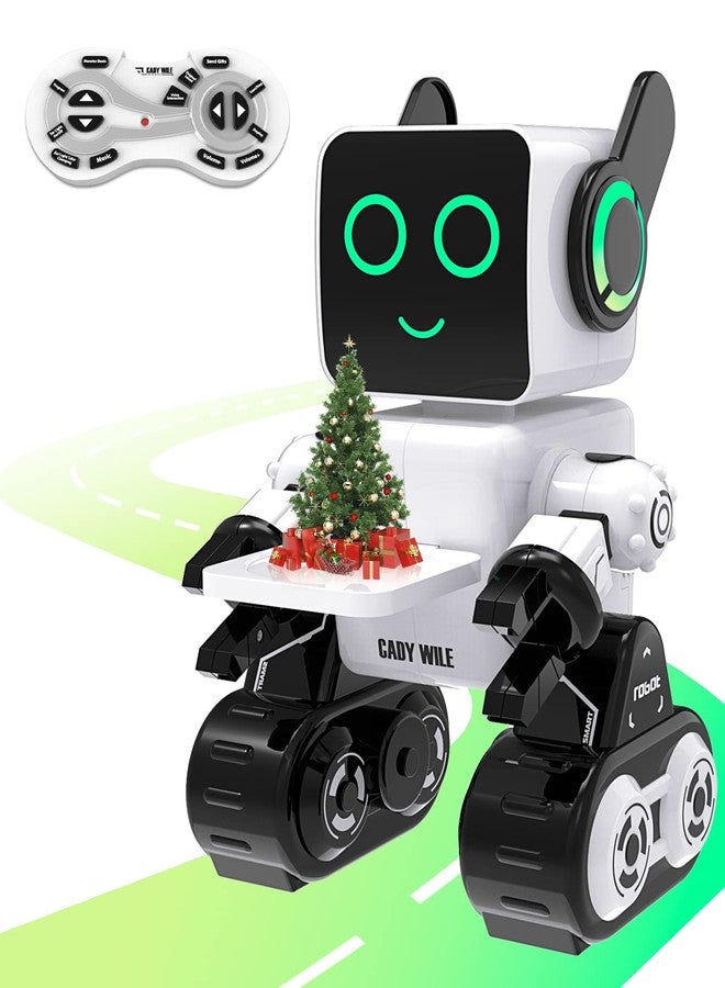 okk Robot Toys for Kids, Programmable Remote Control Robot, Interactive Toys with Coin Bank, LED and Tray, Walking Talking Singing Dancing Gift for Boys Girl（White） - Image 1