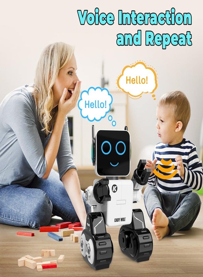okk Robot Toys for Kids, Programmable Remote Control Robot, Interactive Toys with Coin Bank, LED and Tray, Walking Talking Singing Dancing Gift for Boys Girl（White） - Image 3