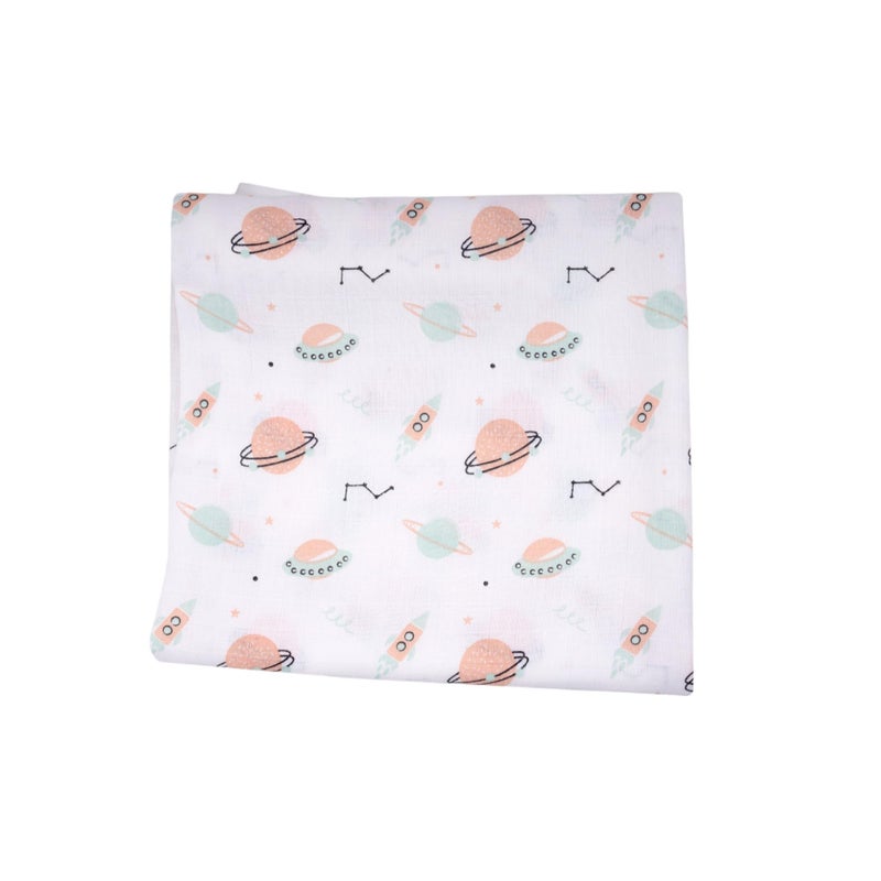 Lil' Shark Cotton Muslin Baby Swaddle Set | Printed on White | 0-18 Months (2, Combo 1, Full) - Image 4
