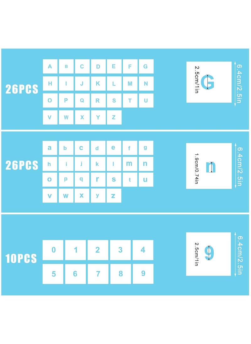 AIEX AIEX 62pcs Letter Number Stencils, Washable Plastic Letter Number Template Letters Craft Stencils for Art Drawing, Craft DIY Writing (1 Inch)  - Image 2