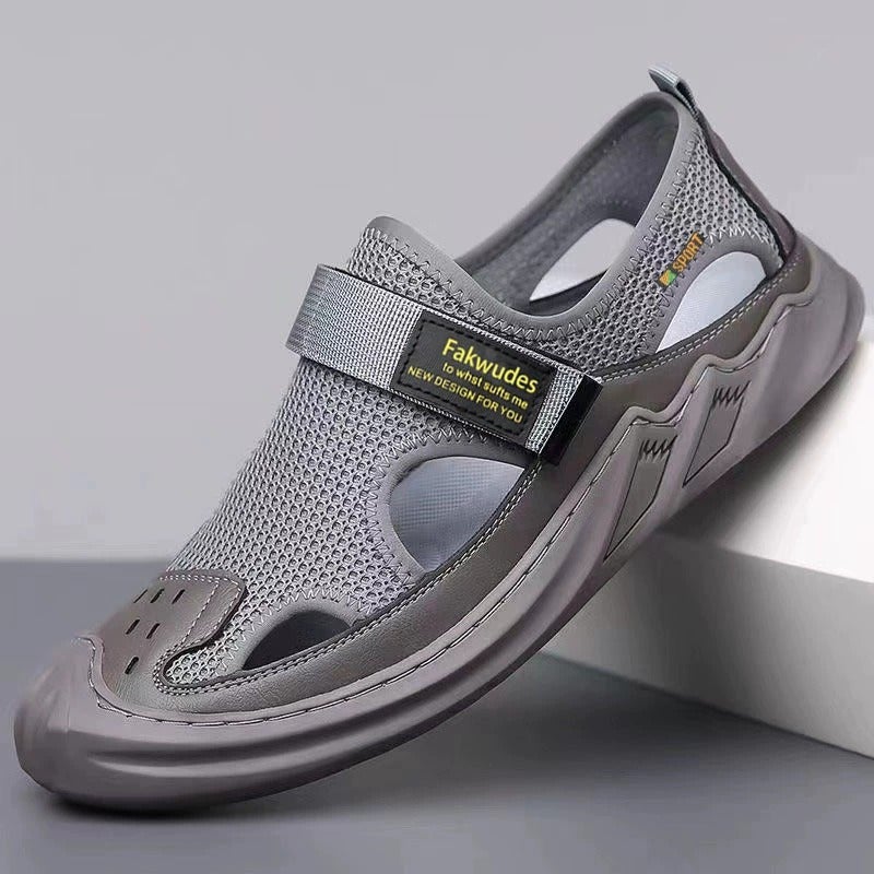 Foreign Trade Sandals Summer Mesh Breathable Soft Sole Cave Shoes Fashion Trend Outdoor Sports Leisure Beach Shoes Coffee color - Image 4