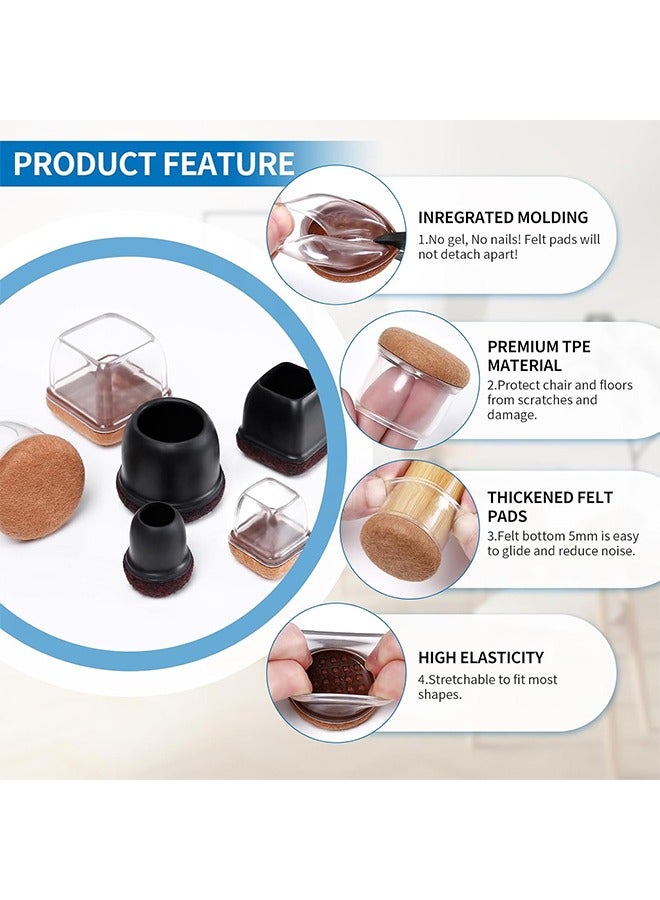 YelaJoy 24 Pcs Clear Silicone Chair Leg Floor Protectors, Felt Furniture Pads Floor Protectors for Chairs, Bar Stool Furniture Leg Caps Protect Floors from Scratches - Image 2