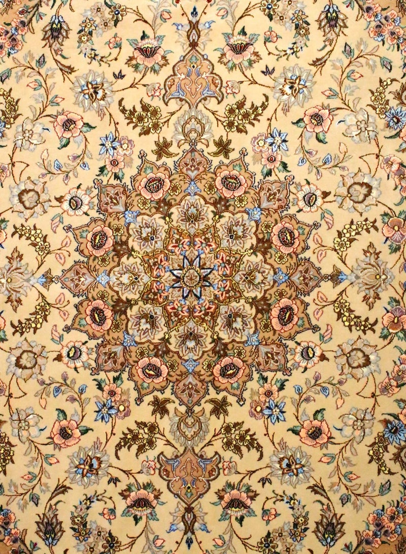 سجادة أصفهان الفاخرة المصنوعة يدويًا، جودة عالية، مقاس 230 سم × 155 سم، تصميم فارسي تقليدي - Image 1
