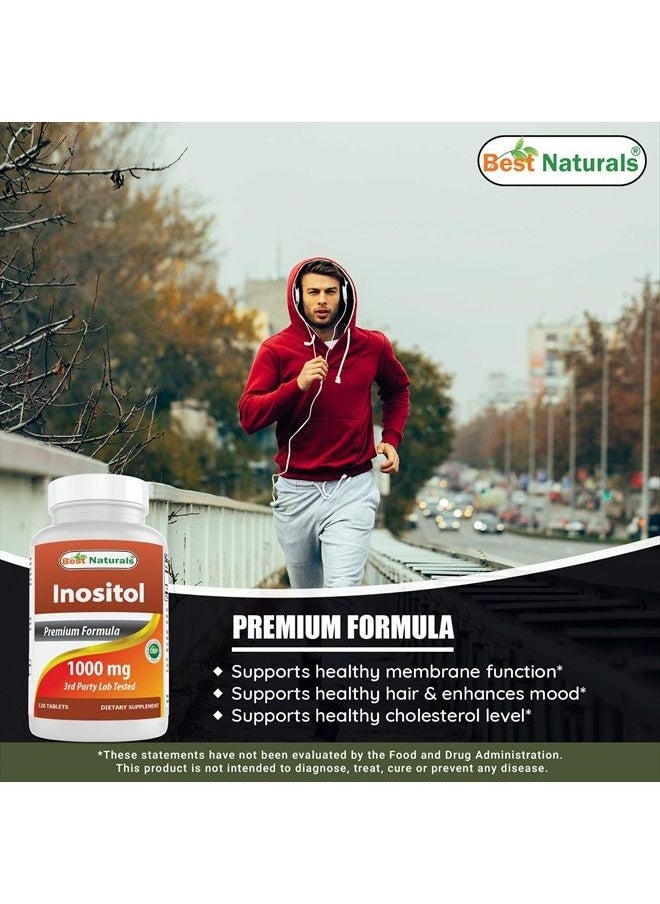 Best Naturals - Inositol 1000mg 120 Tablets - Also Called Vitamin B8 - Image 1