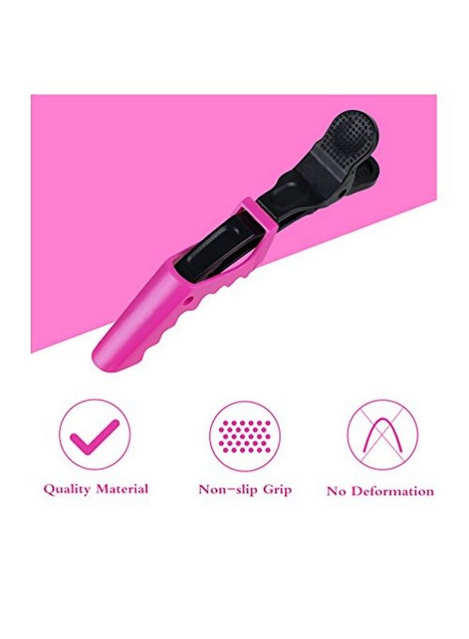 BEINY 6Pcs Plastic Crocodile Hair Styling Clips With Non Slip Grip Double Colored Barrettes For Thick Hair Salon Sectioning Alligator Clips Diy Accessories Hairpins For Women Girls (Rose Red) - Image 5