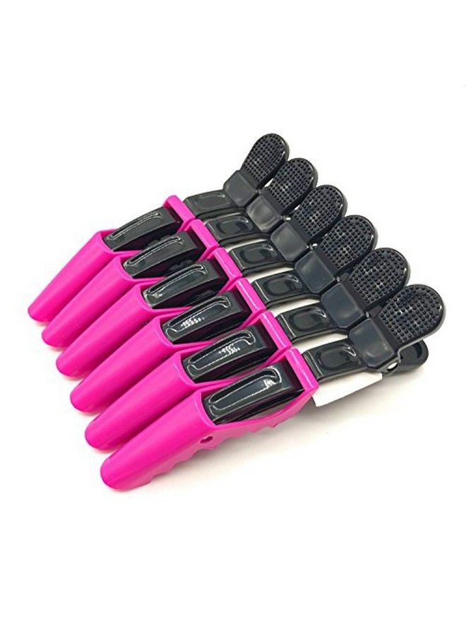 BEINY 6Pcs Plastic Crocodile Hair Styling Clips With Non Slip Grip Double Colored Barrettes For Thick Hair Salon Sectioning Alligator Clips Diy Accessories Hairpins For Women Girls (Rose Red) - Image 4