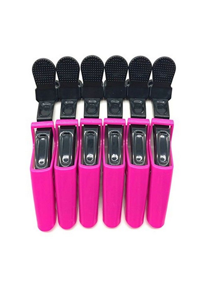 BEINY 6Pcs Plastic Crocodile Hair Styling Clips With Non Slip Grip Double Colored Barrettes For Thick Hair Salon Sectioning Alligator Clips Diy Accessories Hairpins For Women Girls (Rose Red) - Image 3