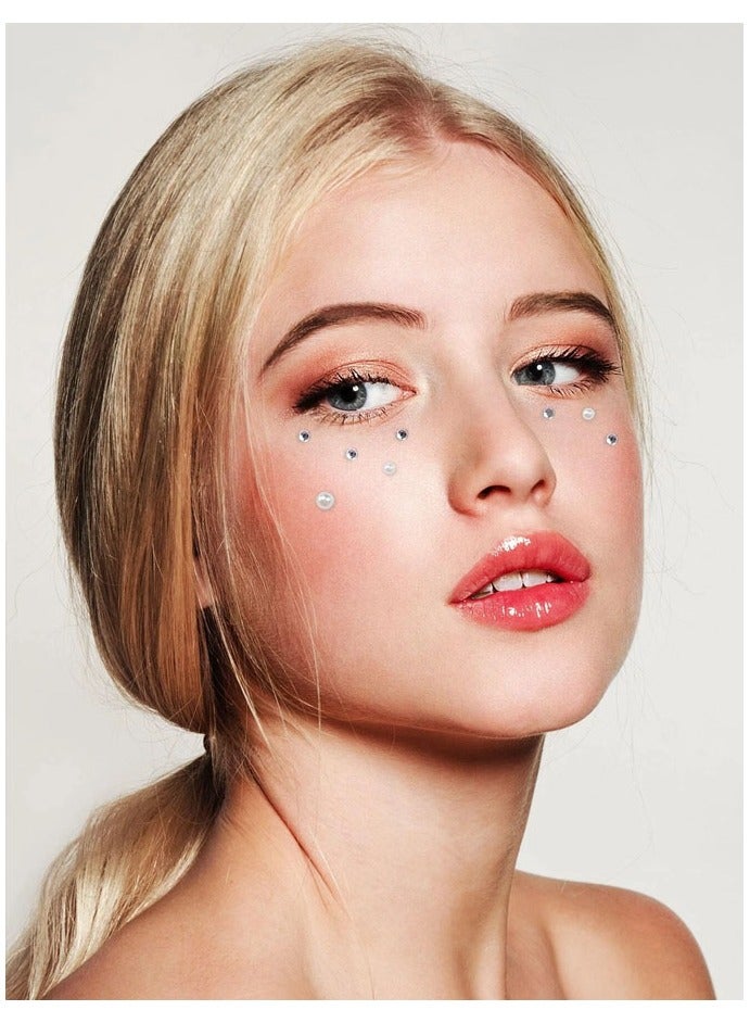 ملصقات تاتو الوجة والجسم من الاحجار الكريستالية والؤلؤ ذاتية اللصق احجار كريستالية لامعة مناسبة لتزيين الوجه والجسم والأظافر - Image 3