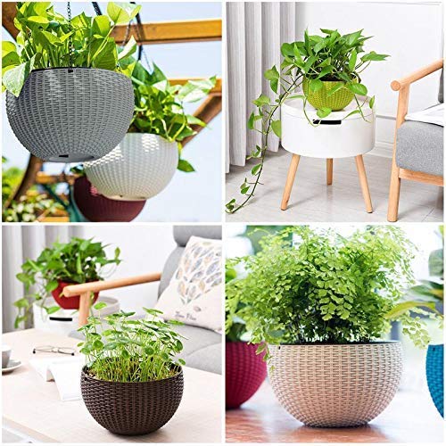 Go Hooked Round Rattan Woven Plastic Hanging Pots, Hanging Planters for Plants, Multicolor Hanging Pots for Garden, Balcony, Patio (Pack of 7) (7.1" in Diameter) - Image 5