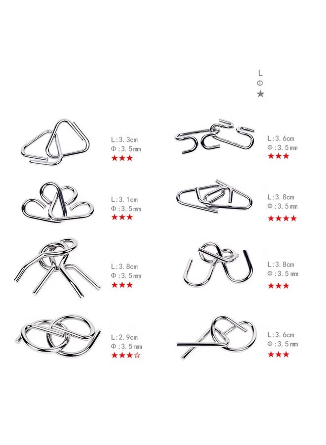 Metal Wire Jigsaw Puzzle, Durable Wire Jigsaw Puzzle, 8 Piece Brain Teaser Brain Teaser Jigsaw Puzzle Toy - Image 2