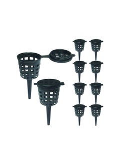 SYOSI Garden Fertilizer Mesh Baskets Set, Plastic Portable Aquarium Nursery Pots Nutrition Plant Food Net Pot for Succulent Orchid Bonsai Plant Tool, Planting Nutrition Cups Bonsai Flower Black (25 Pack)  - Image 1