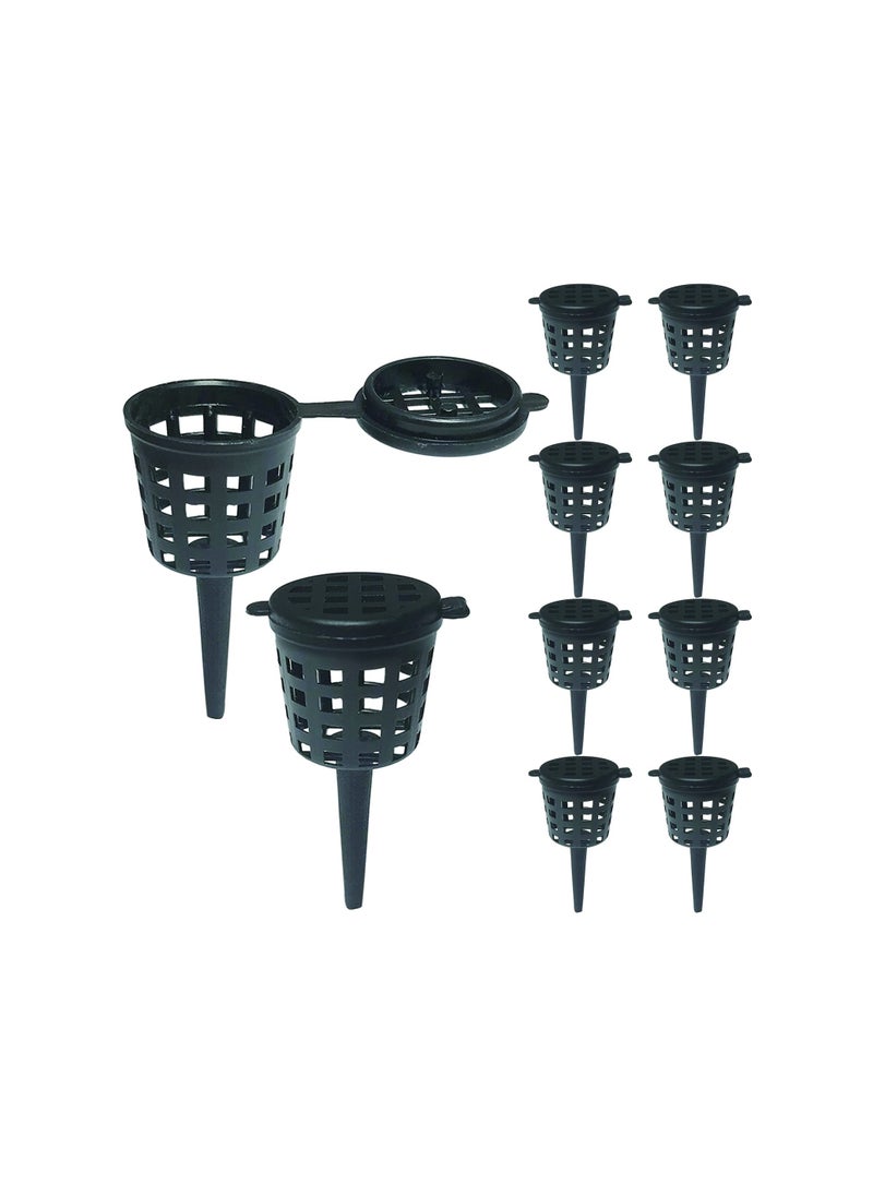 SYOSI Garden Fertilizer Mesh Baskets Set, Plastic Portable Aquarium Nursery Pots Nutrition Plant Food Net Pot for Succulent Orchid Bonsai Plant Tool, Planting Nutrition Cups Bonsai Flower Black (25 Pack)  - Image 1
