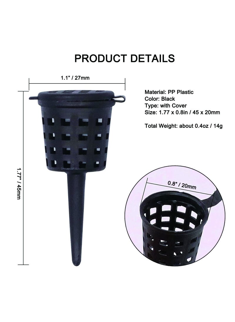 SYOSI Garden Fertilizer Mesh Baskets Set, Plastic Portable Aquarium Nursery Pots Nutrition Plant Food Net Pot for Succulent Orchid Bonsai Plant Tool, Planting Nutrition Cups Bonsai Flower Black (25 Pack)  - Image 4