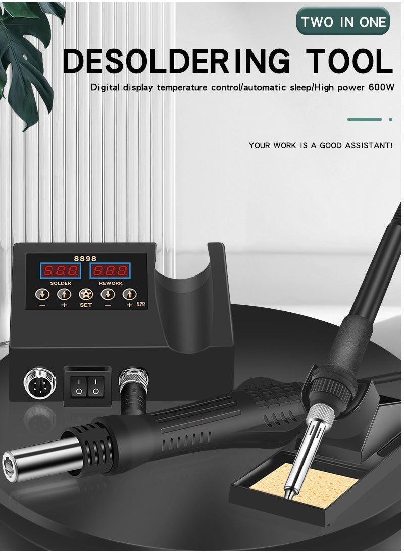 Generic Soldering Station, 2 in 1 SMD Hot Air Rework and Soldering Iron Kit with °f /°c Hot Air Gun Cool/hot Air Conversion, Soldering Kit  - Image 5