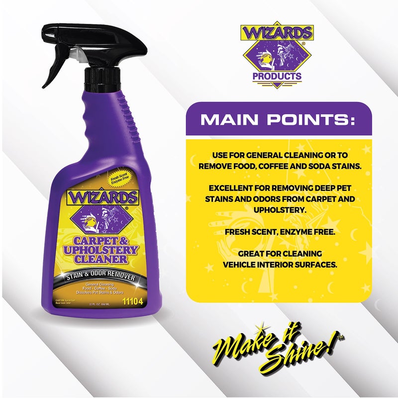 Wizards Carpet and Upholstery Cleaner - Fabric Cleaner Spray Solution for a Fresh & Clean Car - Pet Stain & Smell Remover and Natural Carpet Cleaner - Made in USA - 22 oz - Image 4