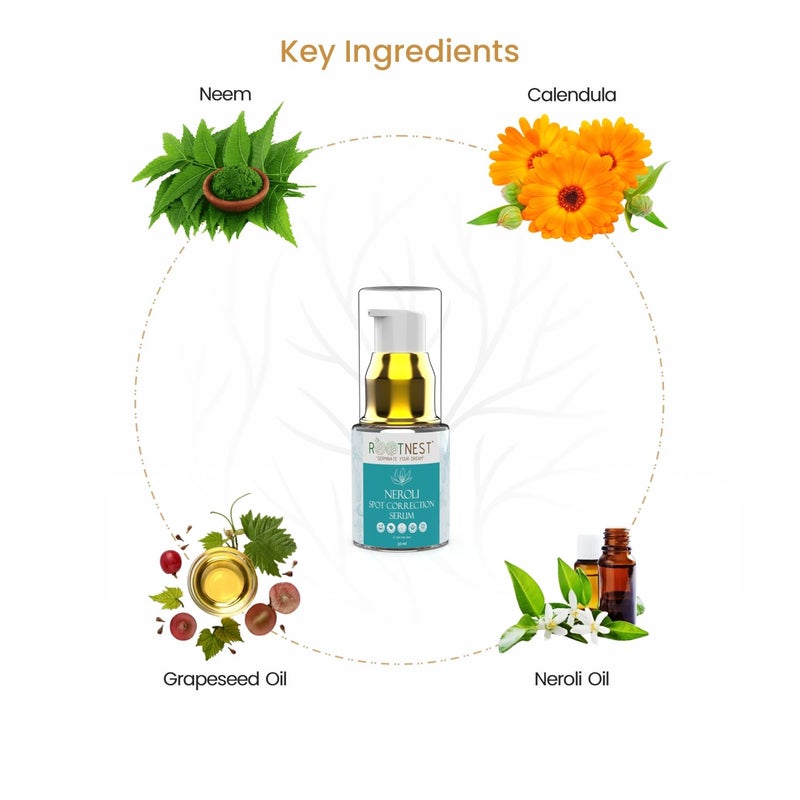 Rootnest Skin care kit with Green Tea Anti Ageing serum for face  Neroli Spot Correction serum for face  Skin Brightening serum for face  20ml - Image 5
