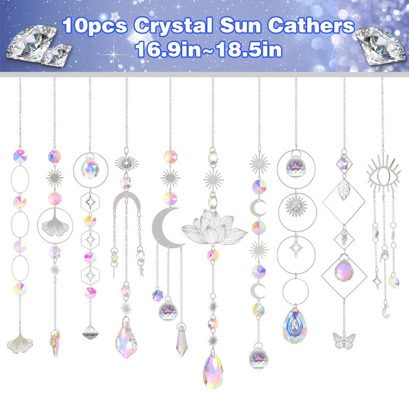 Worgree Sun Catchers, 10 Pcs Crystal Suncatcher Prism Hanging Kit with Chain Rainbow Maker Crystals Balls Pendants Ornaments for Indoor Window Outdoor Garden Backyard Patio Car Mirror Christmas Tree Decor - Image 2