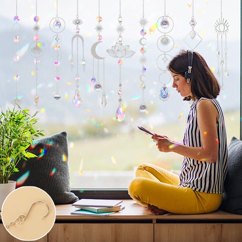 Worgree Sun Catchers, 10 Pcs Crystal Suncatcher Prism Hanging Kit with Chain Rainbow Maker Crystals Balls Pendants Ornaments for Indoor Window Outdoor Garden Backyard Patio Car Mirror Christmas Tree Decor - Image 3
