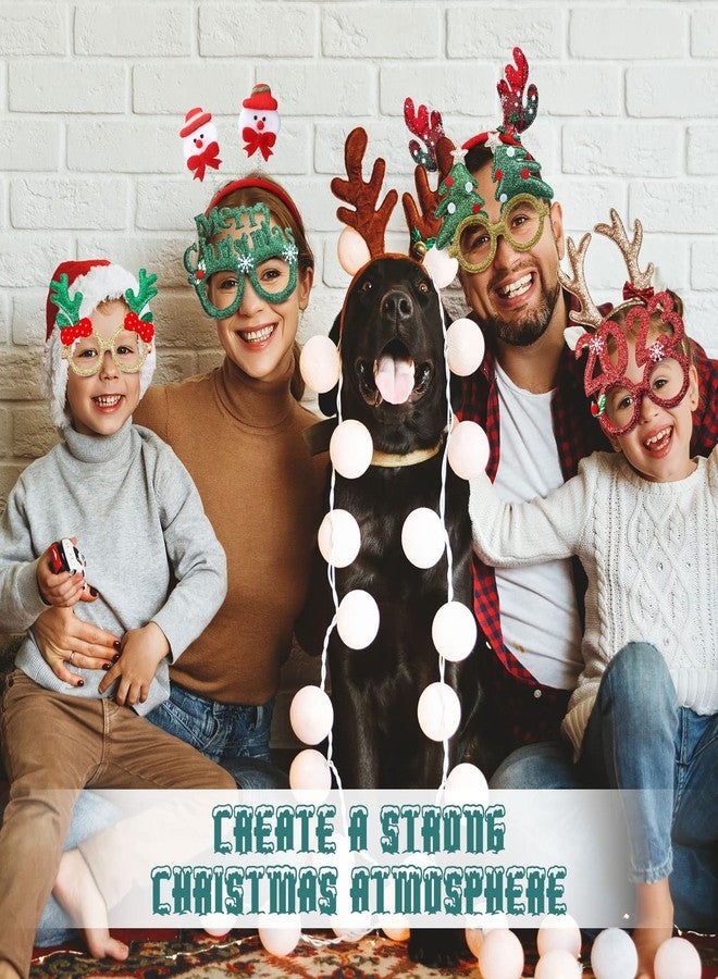 جيريفي مجموعة جيريفاي المكونة من 40 قطعة من عصابات الرأس وإطارات النظارات لتزيين عيد الميلاد، تتضمن 20 عصابة رأس على شكل بابا نويل ورنة، و20 نظارة لامعة، ونظارات تنكرية لحفلات عيد الميلاد. - Image 3