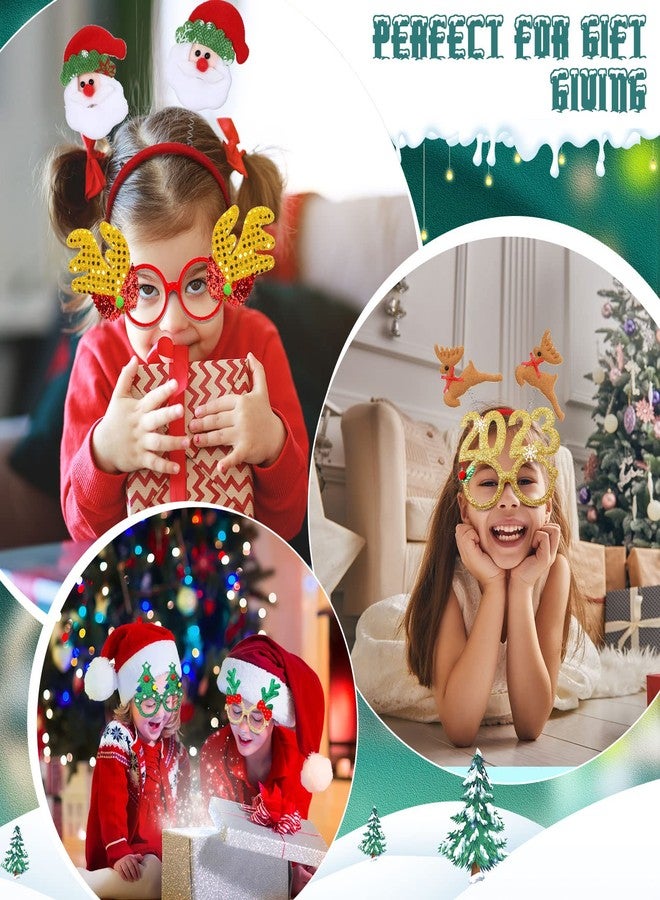 جيريفي مجموعة جيريفاي المكونة من 40 قطعة من عصابات الرأس وإطارات النظارات لتزيين عيد الميلاد، تتضمن 20 عصابة رأس على شكل بابا نويل ورنة، و20 نظارة لامعة، ونظارات تنكرية لحفلات عيد الميلاد. - Image 4