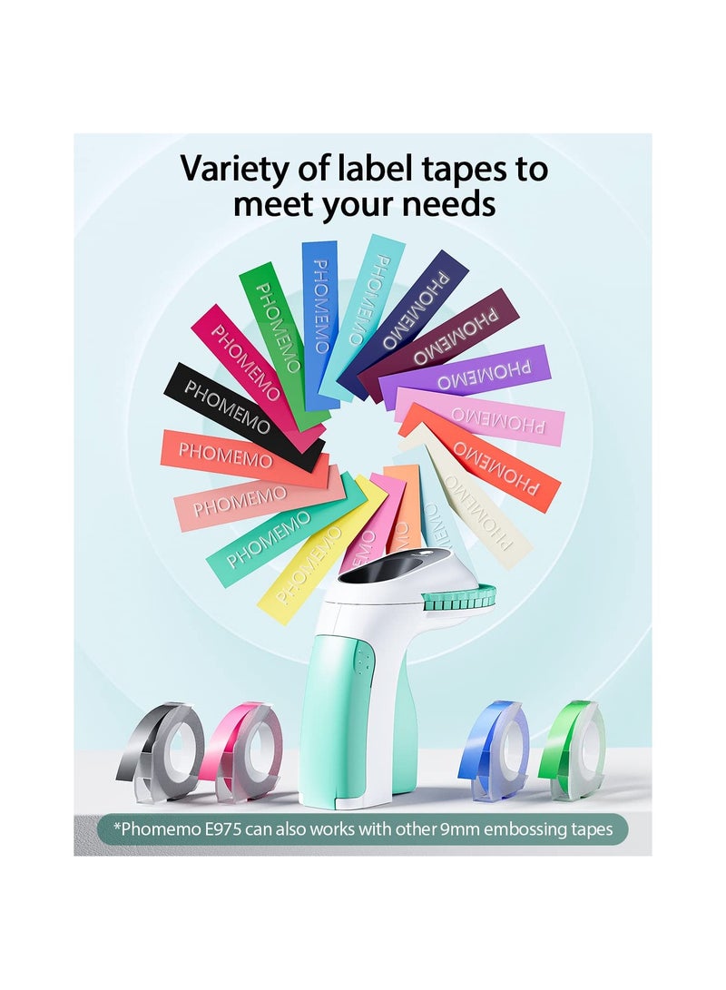 Embossing Label Maker Machine, Portable Retro Embossed Label Maker Writer, Mini Embosser Label Maker with 6 Rolls Embossing Label Tapes for Home, Office DIY and Crafting Kitchen Storage(Green） - Image 3