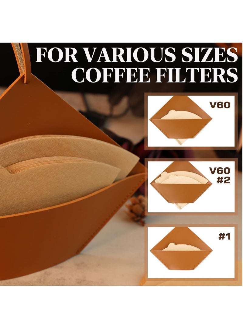 Excefore Leather Coffee Filter Holder Storage, Coffee Filter Holder for #4/#1/#2/V60 Filters for Coffee Bar/Home/Office - Image 4