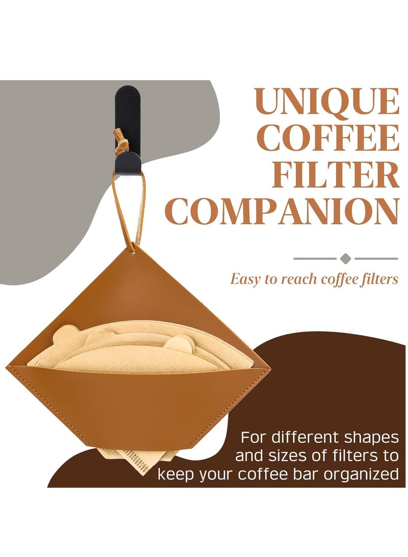 Excefore Leather Coffee Filter Holder Storage, Coffee Filter Holder for #4/#1/#2/V60 Filters for Coffee Bar/Home/Office - Image 2
