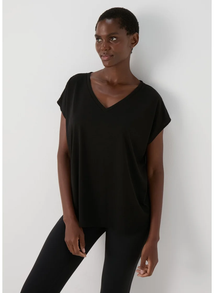 Matalan Black V Neck T Shirt