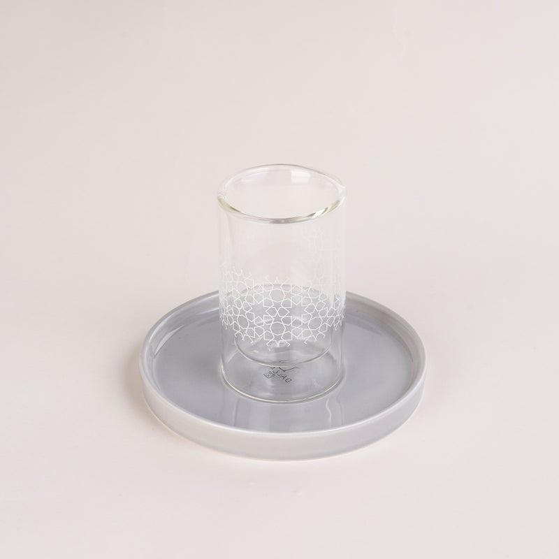 Dallaty grey glass and porcelain Tea and coffee cups set 18 pcs - Image 3