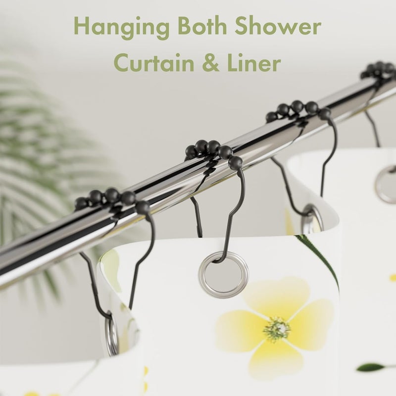 Amazer Black Shower Curtain Hooks, Shower Curtain Hooks, Shower Hooks for Shower Curtain, Decorative Shower Curtain Hooks Rust Proof Stainless Steel Shower Curtain Hooks Set of 12 - Image 2