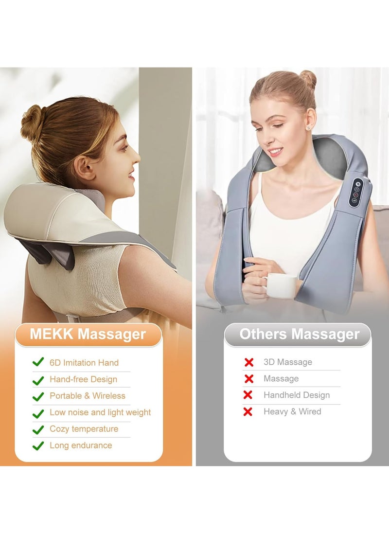 FARROBIZZ Shiatsu Neck Massager with Heat,Electric Back Shoulder Massager,Cordless Deep Tissue 4D Expert Kneading Massage Pillow for Neck, Traps, Back and Leg Pain Relief Gifts for Men Women Mom  - Image 4