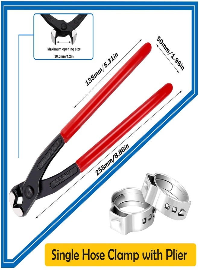 Seept 115PCS 6-28.6mm Single Ear Hose Clamps with Ear clamps plier 10-Sizes Crimp Hose Clamps for Auto,Home, Appliance, Pipe, Fuel Line Stepless Hose clamp with Crimp Clamps pincer - Image 3