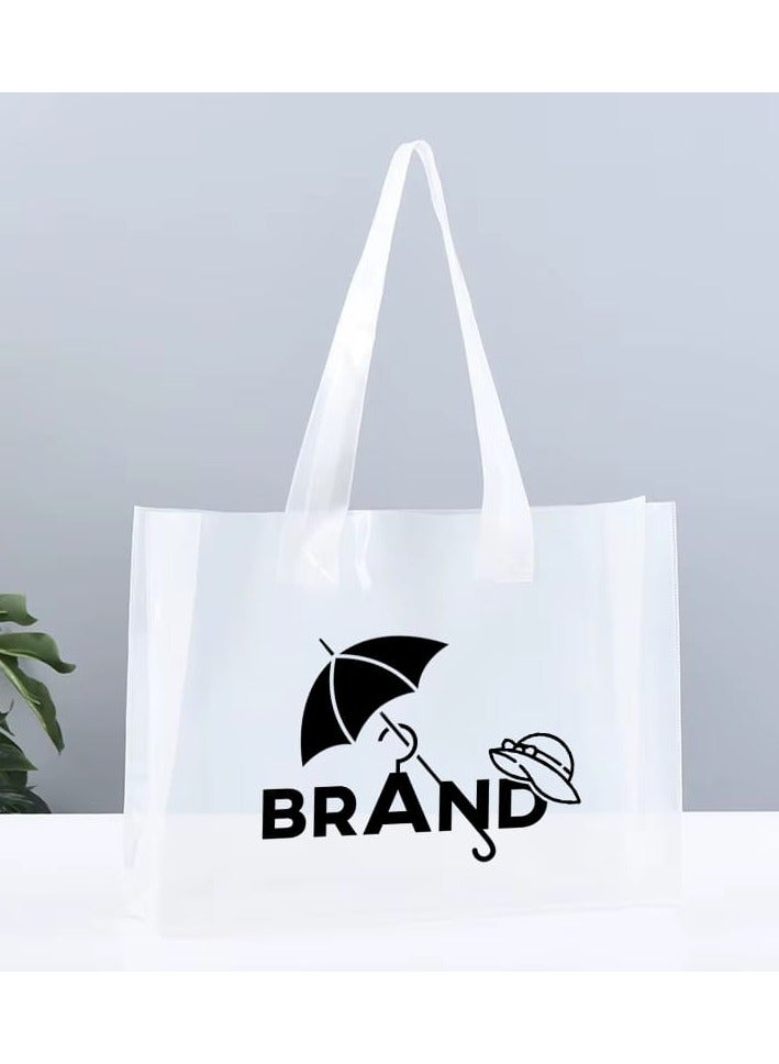 Brand Stores Glossy PVC Transparent Beach Tote Bag - White 
