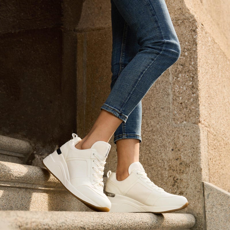Cestfini High Heel Wedge Sneakers for Women Dressy Hidden Wedge Tennis Shoes Lightweight Fashion Heeled Sneakers Lace Up Women White PGYDX06W-174-RT-ALLWHITE-9 - Image 2