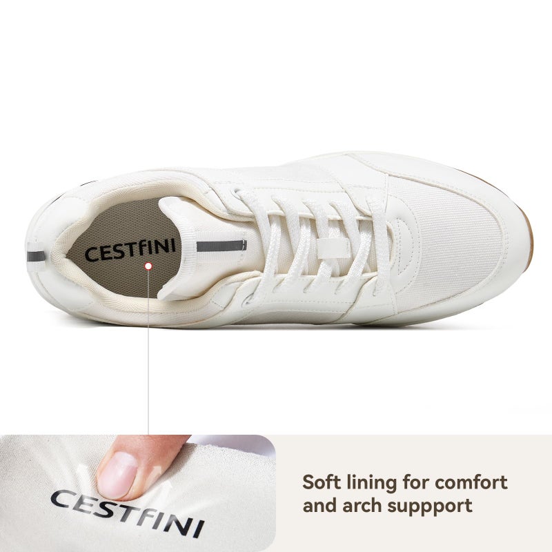Cestfini High Heel Wedge Sneakers for Women Dressy Hidden Wedge Tennis Shoes Lightweight Fashion Heeled Sneakers Lace Up Women White PGYDX06W-174-RT-ALLWHITE-9 - Image 5