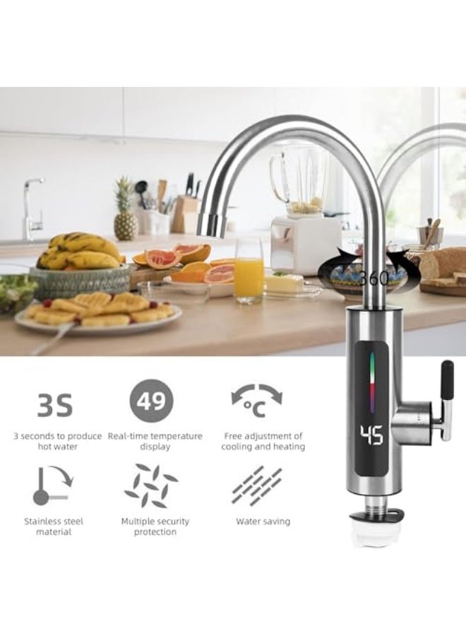 Instant Hot Water Tap Electric Heating Tap, Instant Water Heating Electric Tap with Led Digital Display, Instant Heater Hot Water Faucet for Kitchen - Image 3