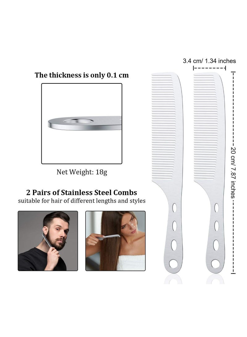 Y&D 2 Pieces Stainless Steel Metal Silver Rat Tail Combs Hair Styling Cutting Comb - Image 3