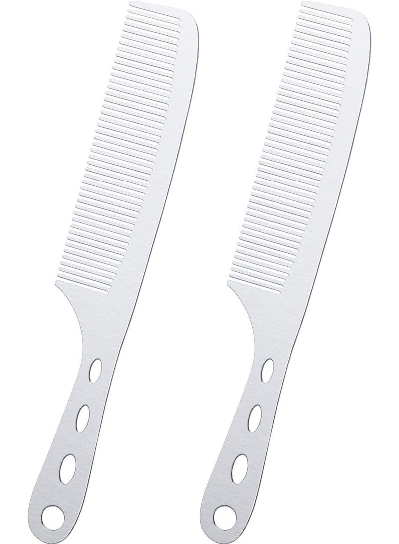 Y&D 2 Pieces Stainless Steel Metal Silver Rat Tail Combs Hair Styling Cutting Comb - Image 2