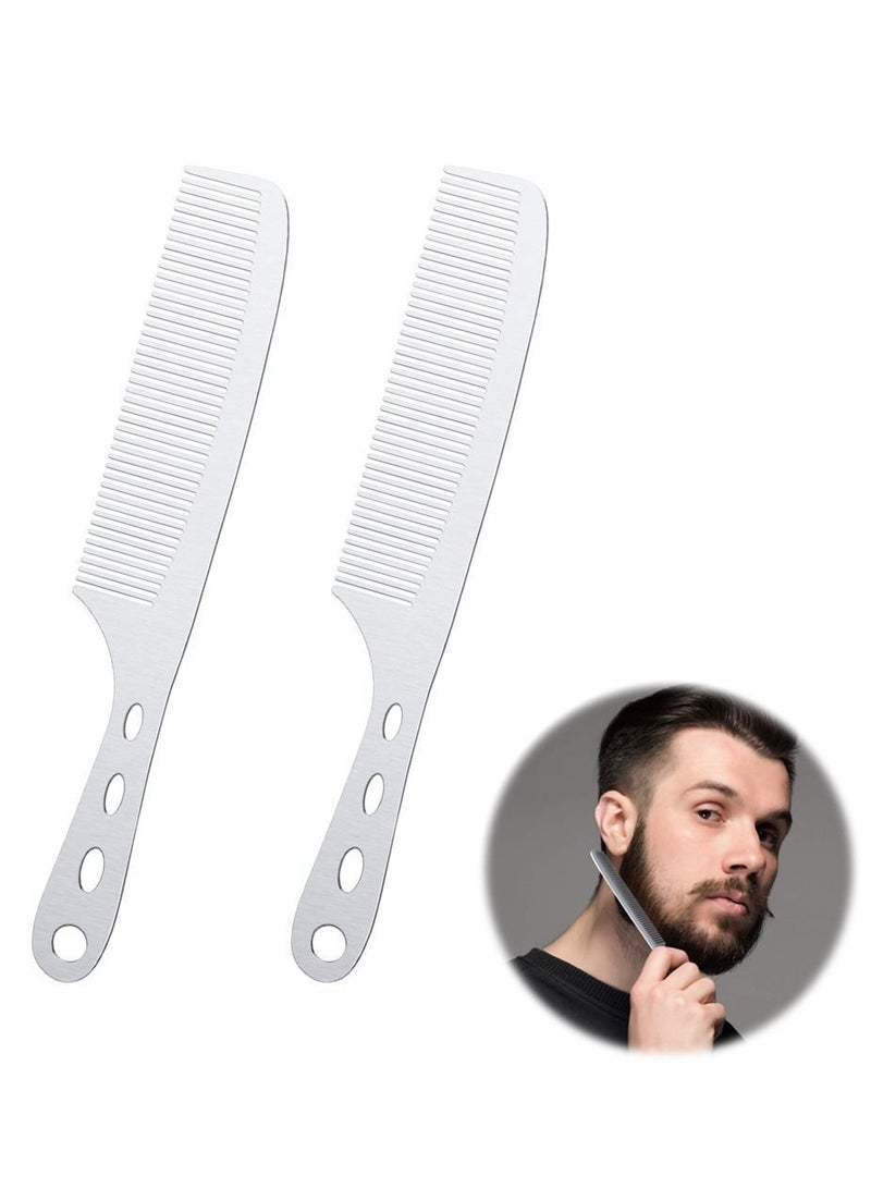 Y&D 2 Pieces Stainless Steel Metal Silver Rat Tail Combs Hair Styling Cutting Comb - Image 1